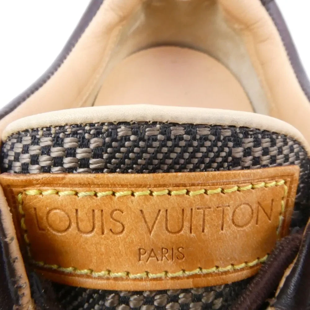Louis Vuitton Men's Size US 6.5 Damier Ebene Chrono Sneaker Suede Leather Trim